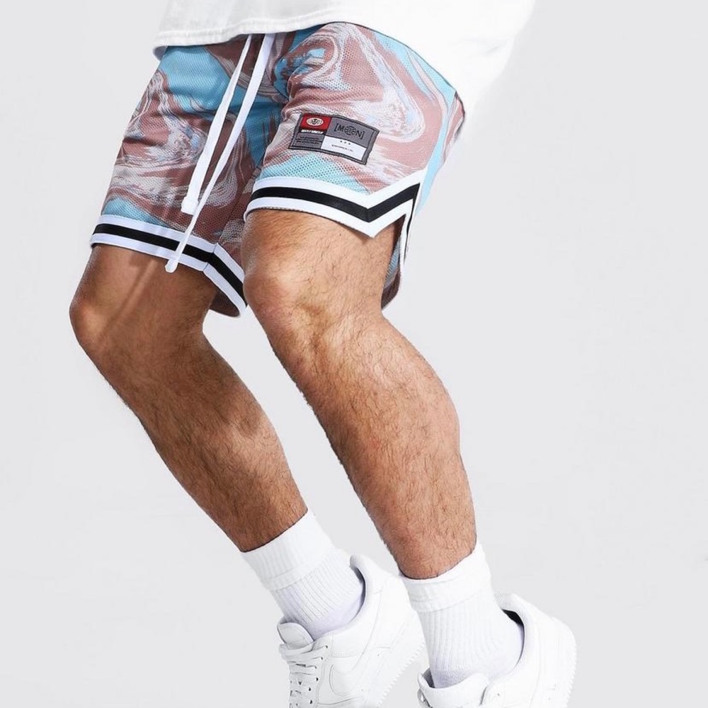 Man marble Mesh basketball tape shorts